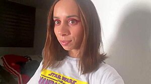 This homemade video shows brunette girlfriend deepthroating boyfriend