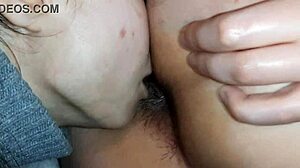 Two hot brunettes whore around while lesbian fucking each others tongue and ass