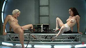 Toys and machines lesbian double penetration