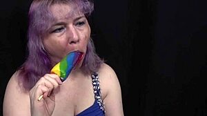 In glamour porn, licking and sucking big natural tits