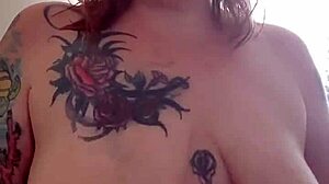 Lotion is massaged on the breasts of mature woman