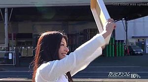 A Hitchhiking Asian girl gets caught in Zero Milk