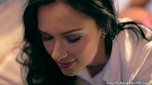 She is fair skinned beauty who gives a nice erotic handjob blowjob
