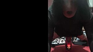 Bisexual crossdresser masters self with masturbation machine