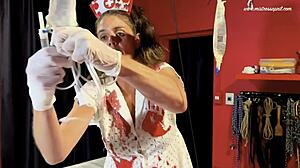 Mistress April’s hardcore BDSM scene with three submissives