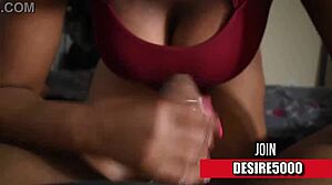 Beautiful woman with large breast gives a blowjob and has hardcore sex