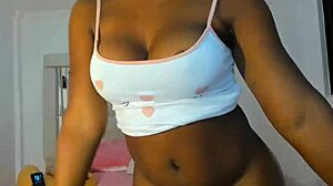 Solo pleasure with an oiled up curvy black beauty