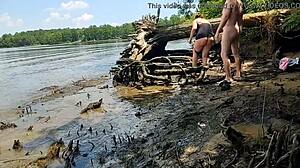 Muddy nature walk turns into steamy amateur sex session