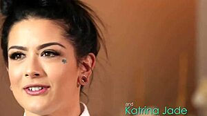 Beautiful masseur with scissors in high definition video