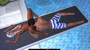 Erotic animation of a woman taken at a public swimming pool