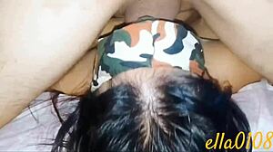 Dirty talking brunette gets fat cock inside her mouth