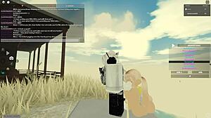 Roblox game used to create porn video with blonde teen getting wet and taking a deep throat job and facial
