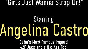 Busty blonds Mone and Angelina Castro in strap-on action