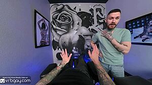 Vrb gay tattoo master sucks and rides you bareback