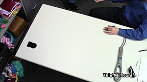 Real hardcore scene with a housewife punished for stealing expensive lingerie at work