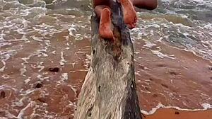 Hot Latina babe Ladysilva goes wild at the beach