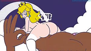 Princess Peach has her first interracial scene with a big dick cartoon character