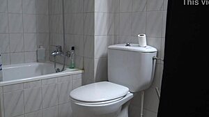 Hardcore toilet action with my stepson and cum on ass