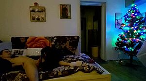 A couple enjoy romantic sex session at midnight in their house